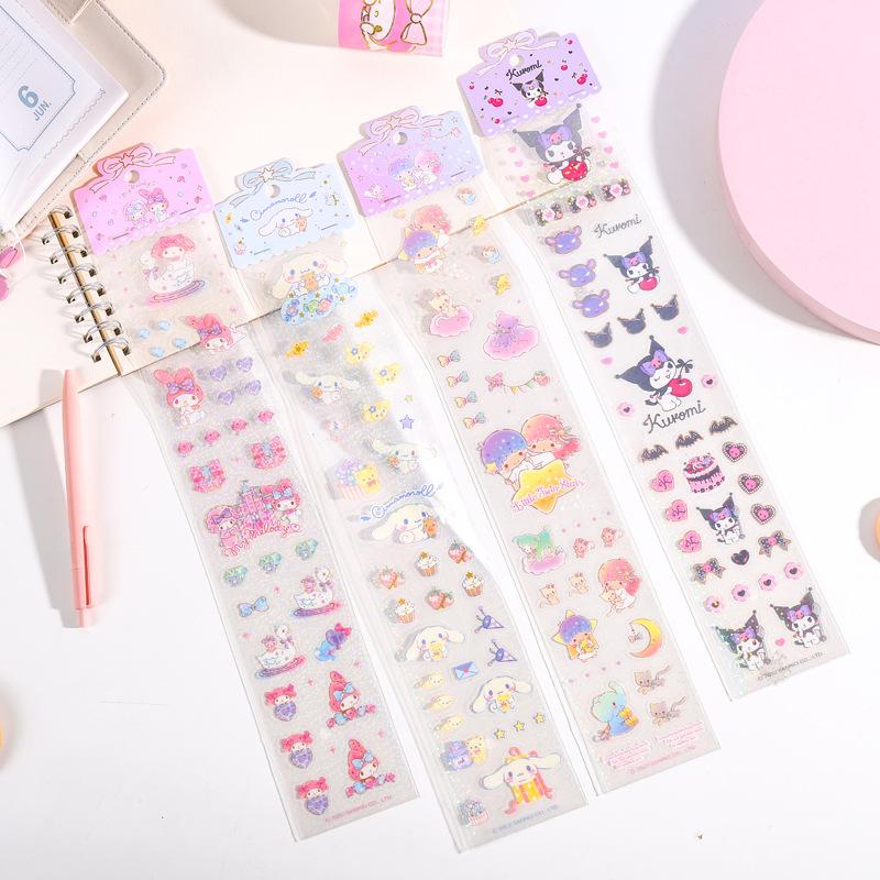 Sanrio Floral All Things Long Kuromi Cinnamoroll Japanese and Korean Cute My Melody Cartoon Pocket Sticker