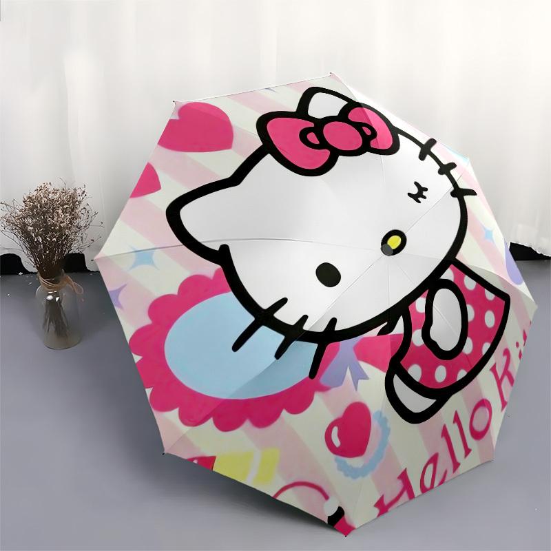 1pc Hello Kitty Pink Background Umbrella with Plastic Handle,Suitable for All Seasons Home Travel Outdoor UmbrellaSanlio673