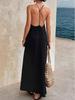 European & American Solid Color Sleeveless Beach Dress with Thin Straps