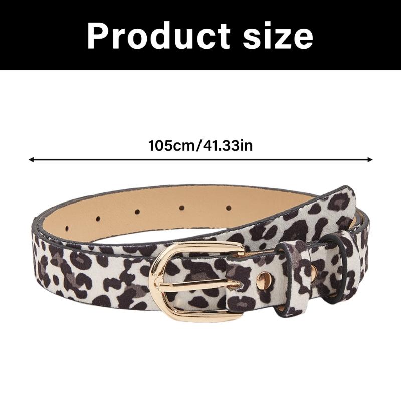 Contemporary Brown Animal Print Waistband For Trousers Synthetic Leather Accessory With Small Metal Decoration