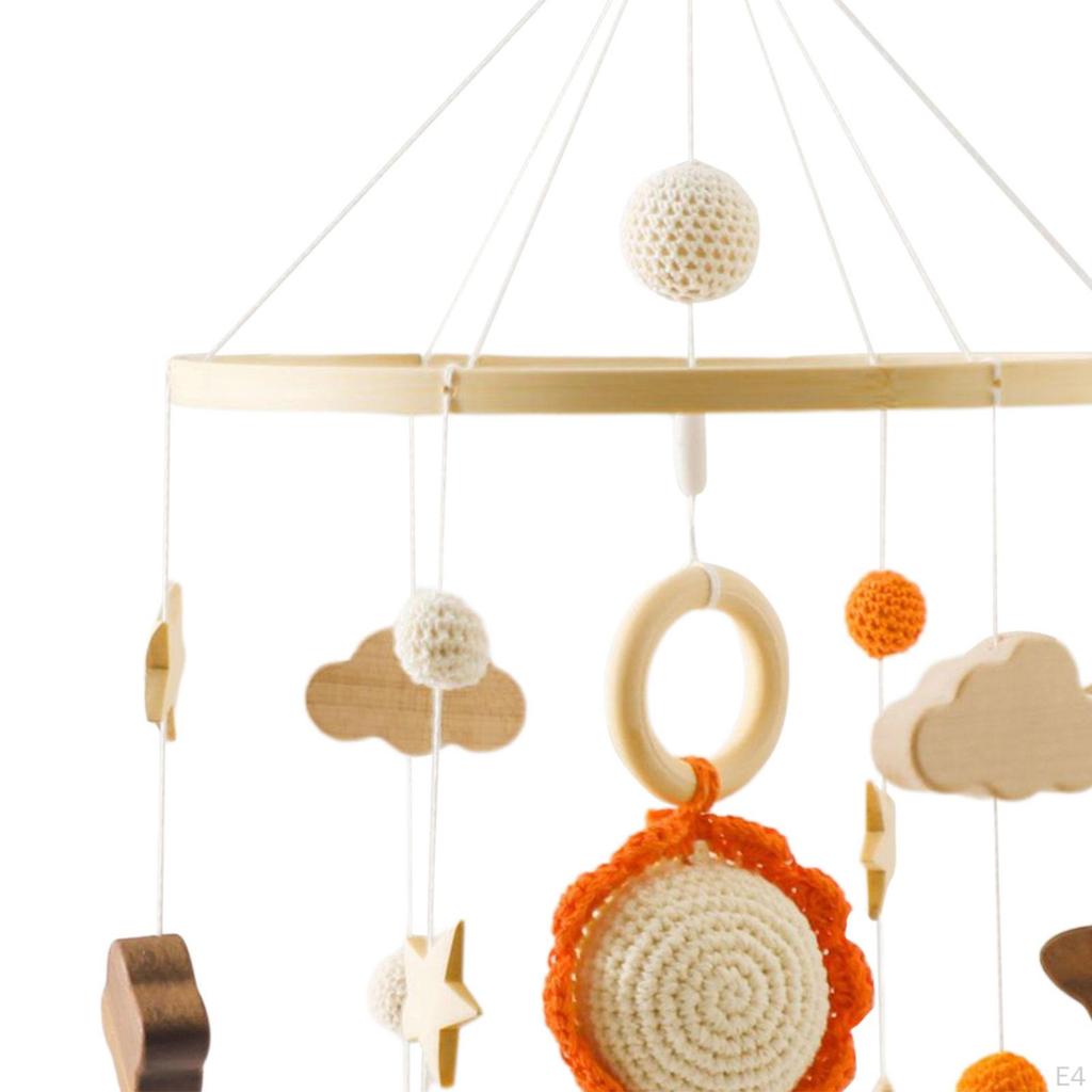 Adorable Baby Crib Mobile for Nursery Decor, Wooden Hanging Bed Bell Toy