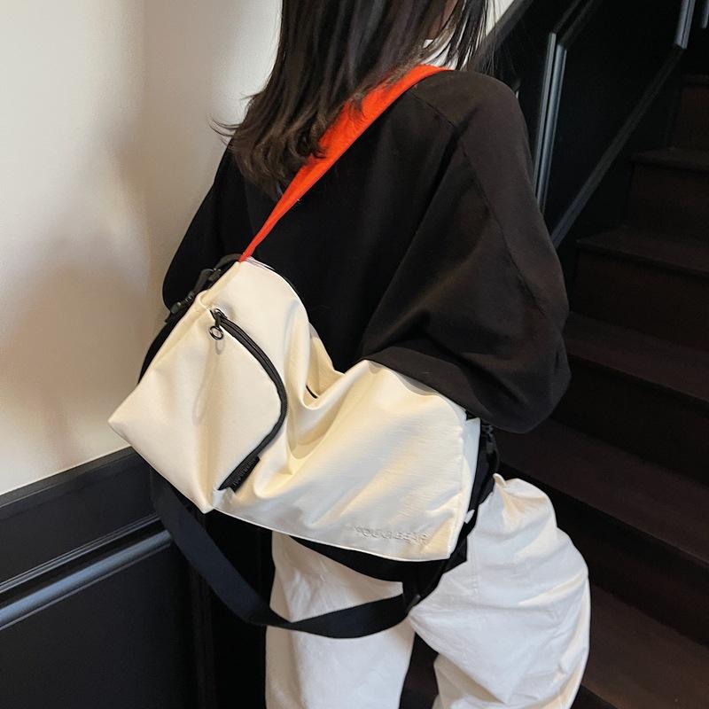 Sports Style Large Capacity Fitness Bag Contrast Color Design Shoulder Crossbody Bag Pillow Bag