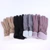 Ski Gloves Women Winter Fleece Thickened Warm Plush Cotton Waterproof Touch-Screen Gloves For Outdoor Riding Mountaineering