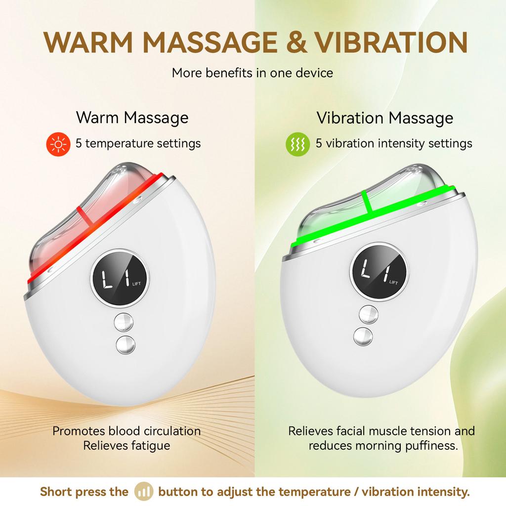 PL Ready Stock Skin Tightening Face Massager Gua Sha Face Lifting Massager 5-Level Vibration EMS Microcurrent Face Beauty Device