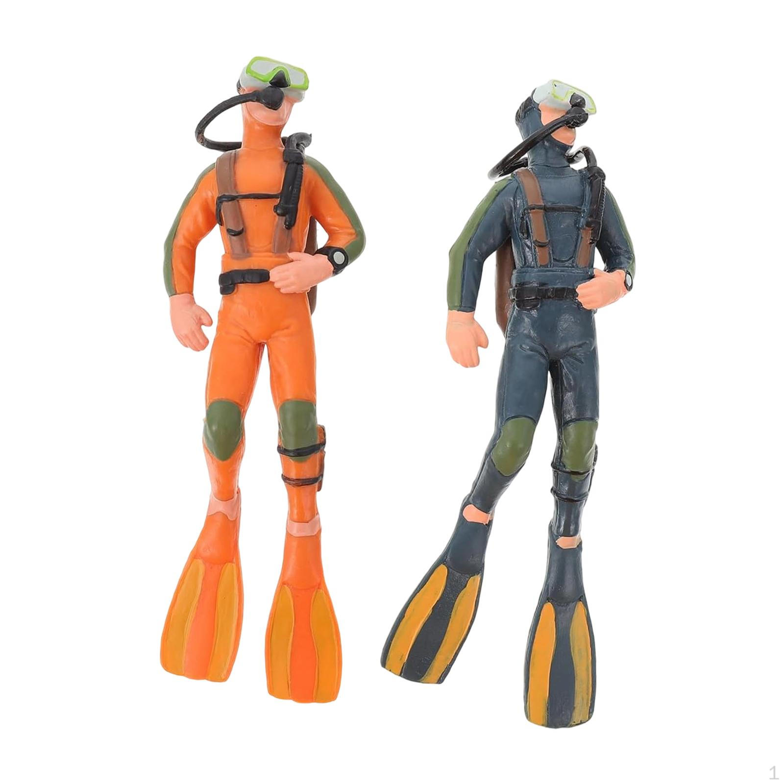 

2 Pieces Action Figure Miniature Scuba Diver Figurines Decorative Models Landscaping Scale 2 Diver Figurines