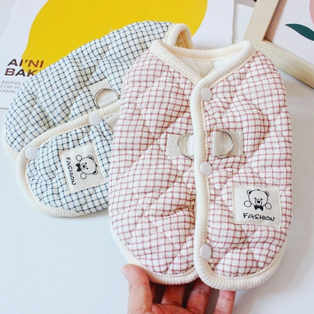100% Cotton Pet Dog Clothes Cotton Material Back Buckle Puppy Clothes Vest Comfortable Warm Design Teddy Bear Coat Autumn Season