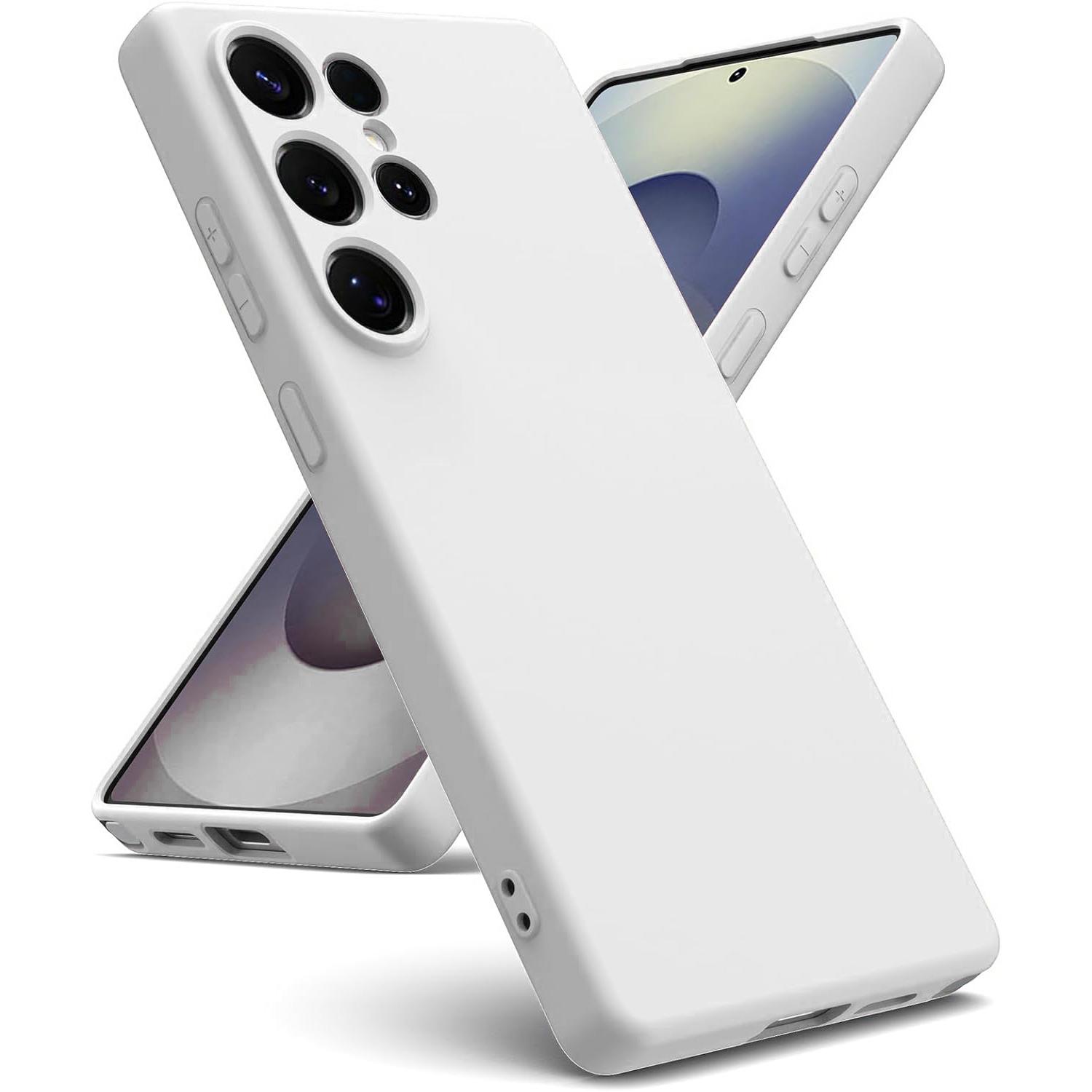 

Luxury Liquid Silicone Case For Samsung Galaxy S25 Ultra S24 S25 S23 S22 S21 FE S20 Plus + S24+ S25+ Soft Rubber Case Bumper Case Samsung S20 FE белый