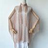 2pcs Shiny Summer Sun Shawl Hollowed Out Beach Cover Up Fringed Cape  Seaside Vacation