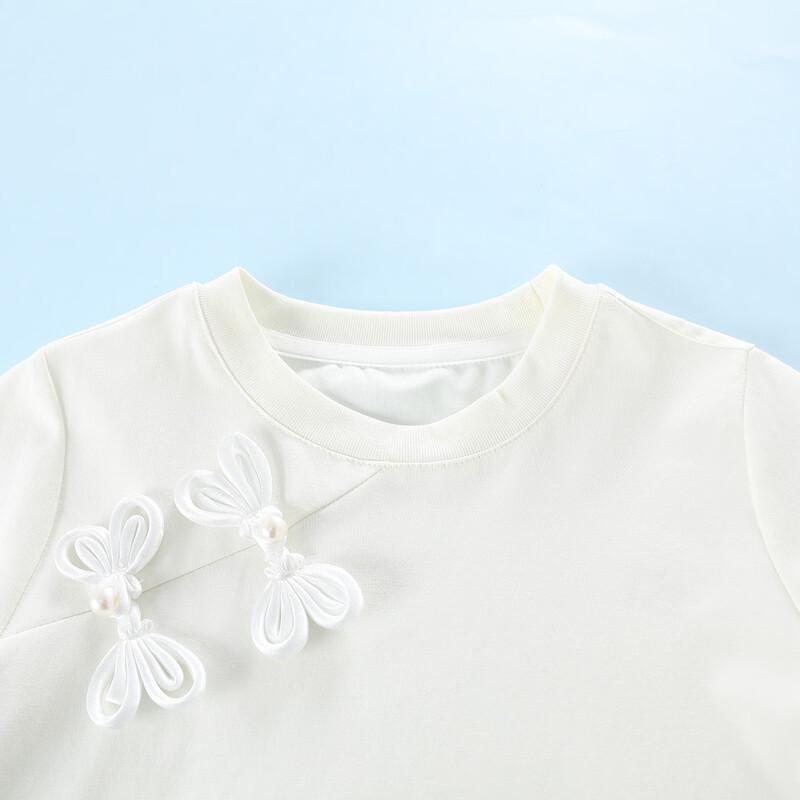 Montagut Mädchen-T-Shirt im neuen chinesischen Stil 2026 – antibakteriell, Kurzarm