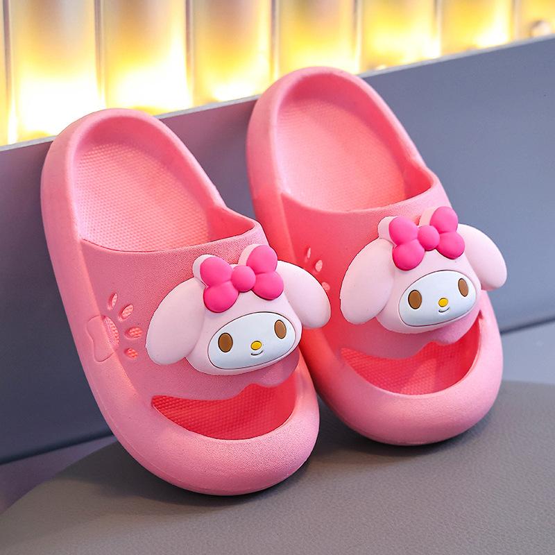Summer Cute Kuromi Girls Kids Slippers Hello Kitty Sanrios Anime Parent-Child Kawaii Cinnamoroll Home Cartoon Non-Slip Shoes