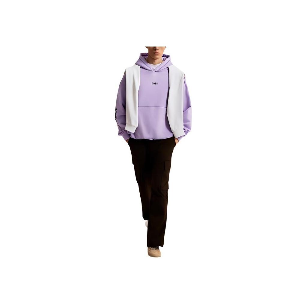 Li-Ning Basketball Series Wade Christmas Edition Hooded Long-Sleeve Fleece Sweatshirt Men Tops Lavender AWDU651-2
