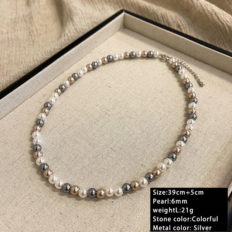 

French Elegant Romantic Mixed Color Pearl Beaded Necklace 2026 Fashion Jewelry Sweet Accessories for Women s Collarbone Chain
