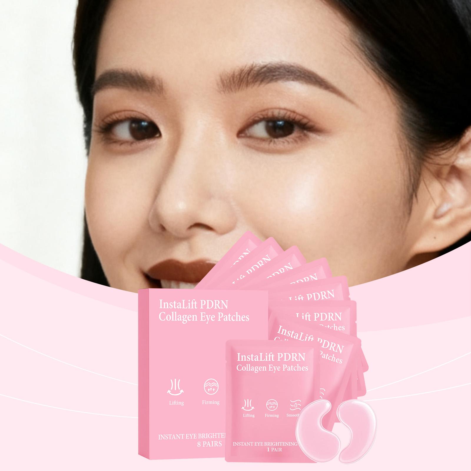 Instalift PDRN Коллагеновые патчи для глаз против темных кругов и мешков под глазами, против морщин, гидрогелевая маска под глаза с ниацинамидом и кофеином 8pcs