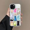 Creative Art Color Cats Laser Phone Case For iPhone 14 13 12 Mini 11 Pro Max 15 16 Pro Max Plus Shockproof Protective Back Cover