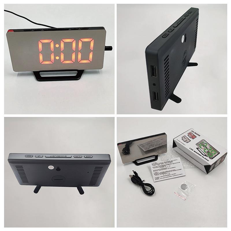 mirror digital display LED alarm clock multi-function sleepy luminous temperature desktop for students