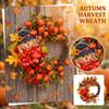 Pumpkin Wreath with Leaves, Berries and Twigs for Fall Home Decor