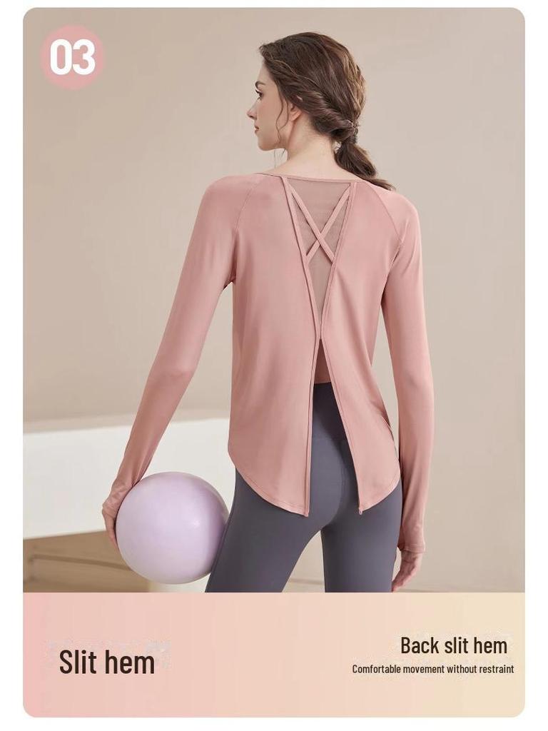 Women's Quick-Dry Mesh Yoga Tops - Long-Sleeve, Breathable Pilates Fitness Wear