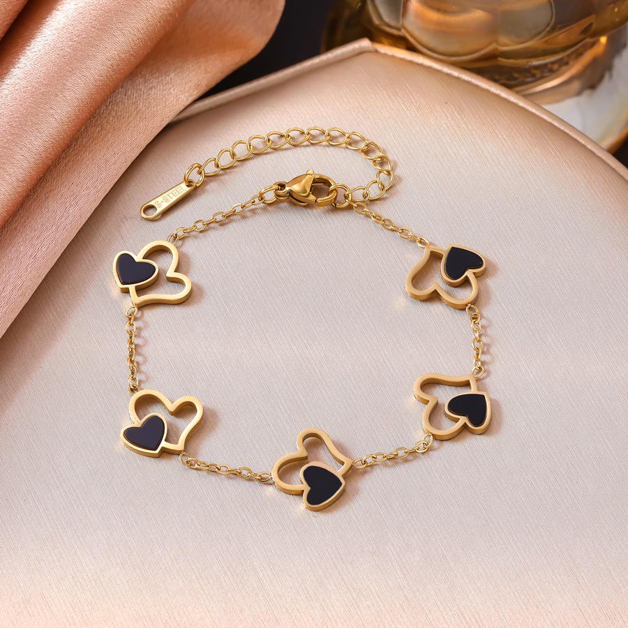 18K Gold Colorful Heart Bracelet: Luxurious and Versatile Peach Heart Jewelry for Women
