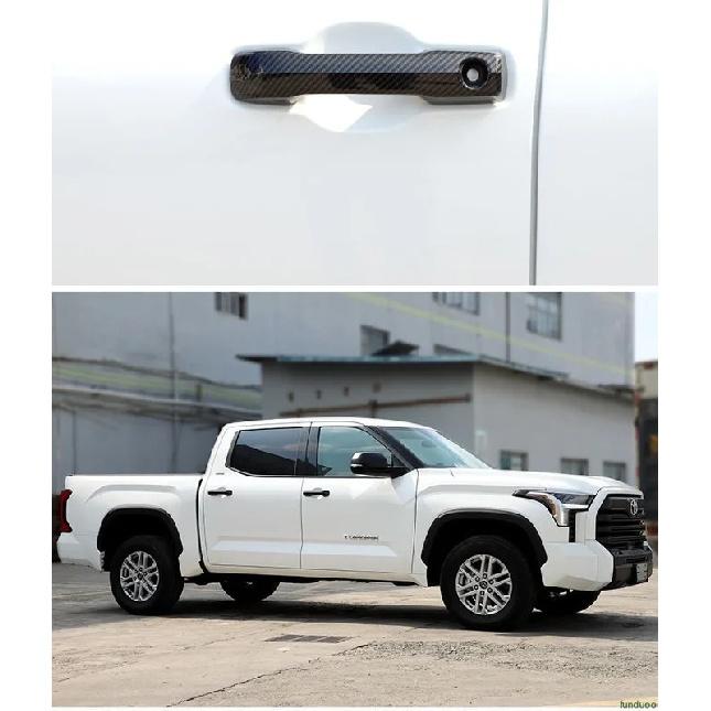 For Toyota Tundra Sequoia Tacoma 4Runner Glossy Black Carbon Fiber Chrome Car Door Handle Cover Trim Styling Auto Accessories