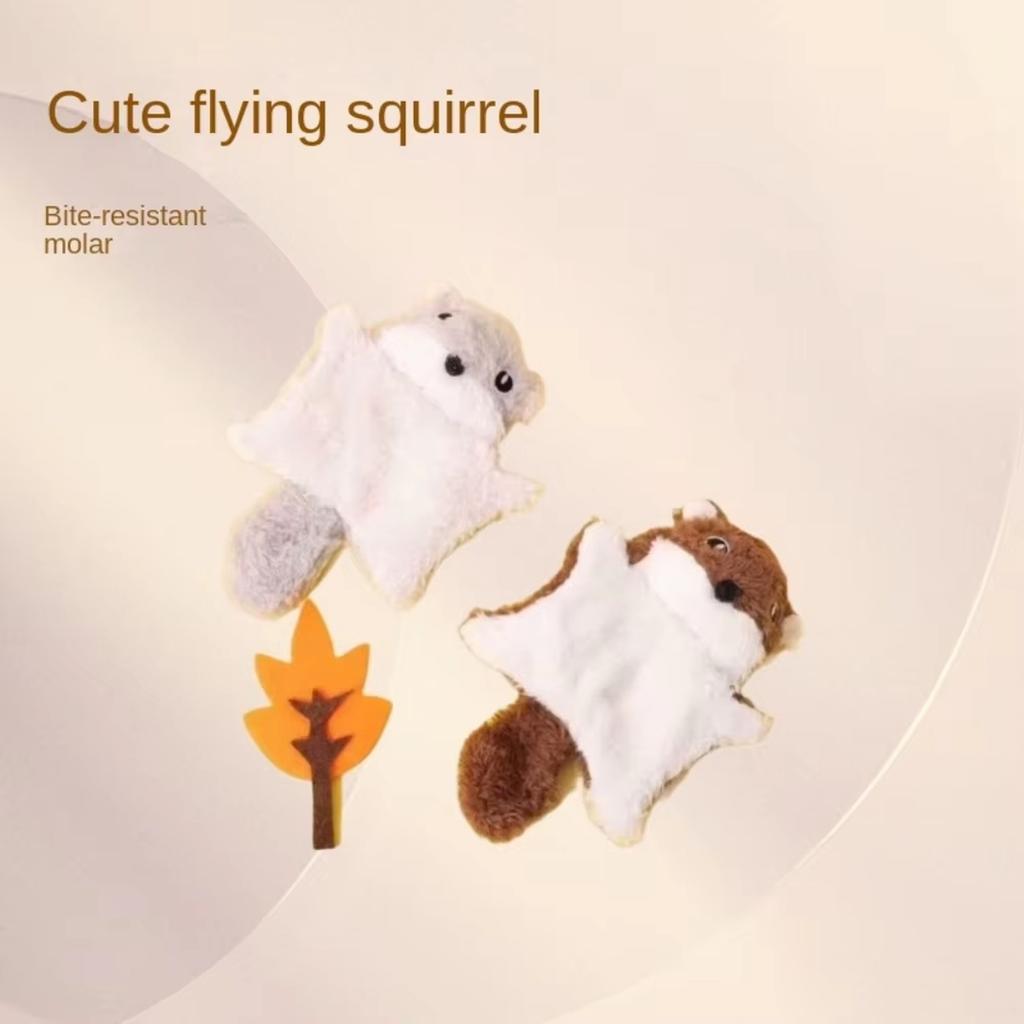 Andiker Knuffeldier, Schattige Vliegende Eekhoorn Vorm Kauwspeeltjes met Piepje & Ritselpapier