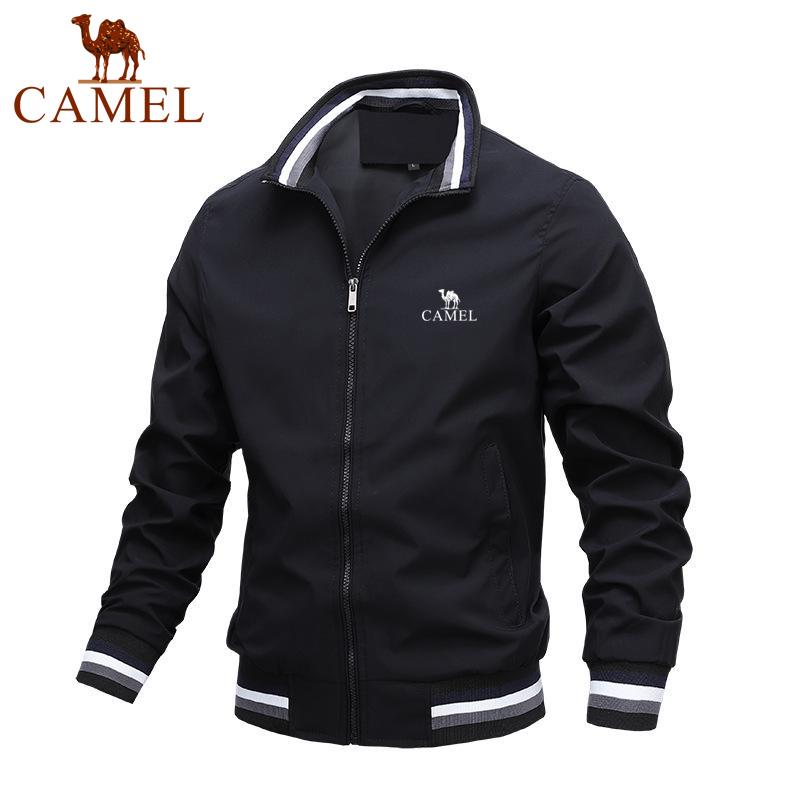 Camel Men's Spring and Autumn Outdoor Sports Solid Color Embroidered Jacket Men's Casual Jacket