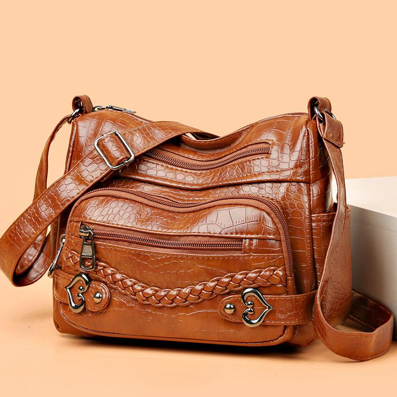 Fashionable Large-capacity Woven Crossbody Bag, Simple and Elegant Multi-layered Mom Bag