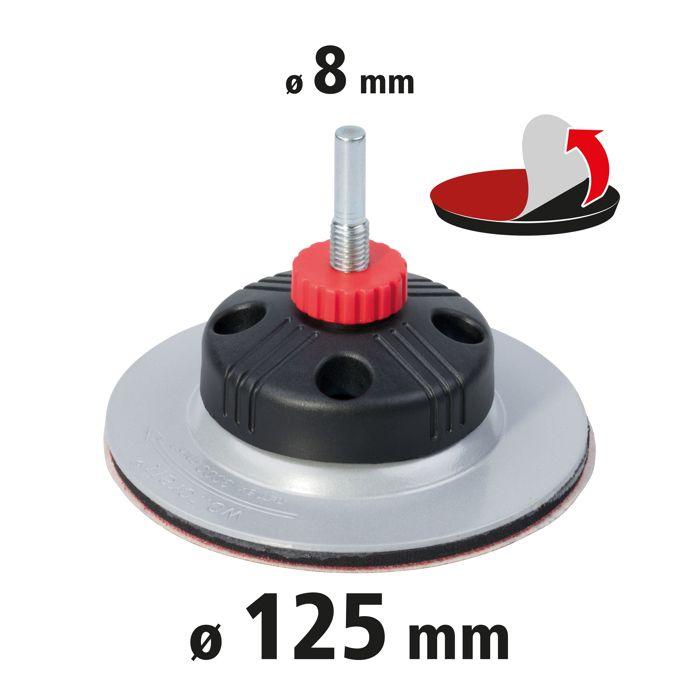 Plateau De Ponçage Auto-Agrippant Fixoflex Ø 125 Mm, Pour Perceuse, 2 Fonctions : Tête Fixe Ou Flexible - Wolfcraft 2211000