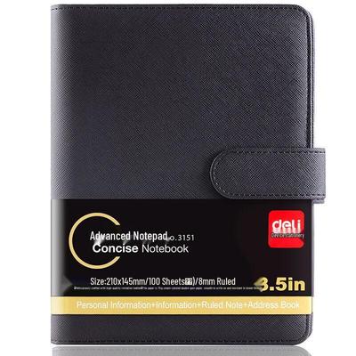 Deli 25K 100-Sheet Removable Leather Loose-leaf Notebook
