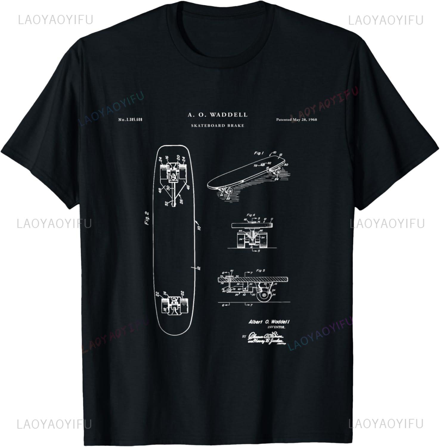 Skateboard Patent  Skating TShirt Nisex Summer Streetwear Tops Customizable Graphic T Shirts Camisas Streetwear S