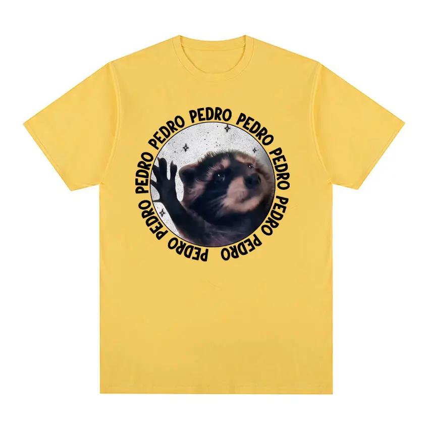 Funny Raccoon Pedro Dancing Meme Tee Shirt Men Women's Vintage Cartoon Harajuku T-shirt Casual Oversized T Shirt Tops Streetwear
