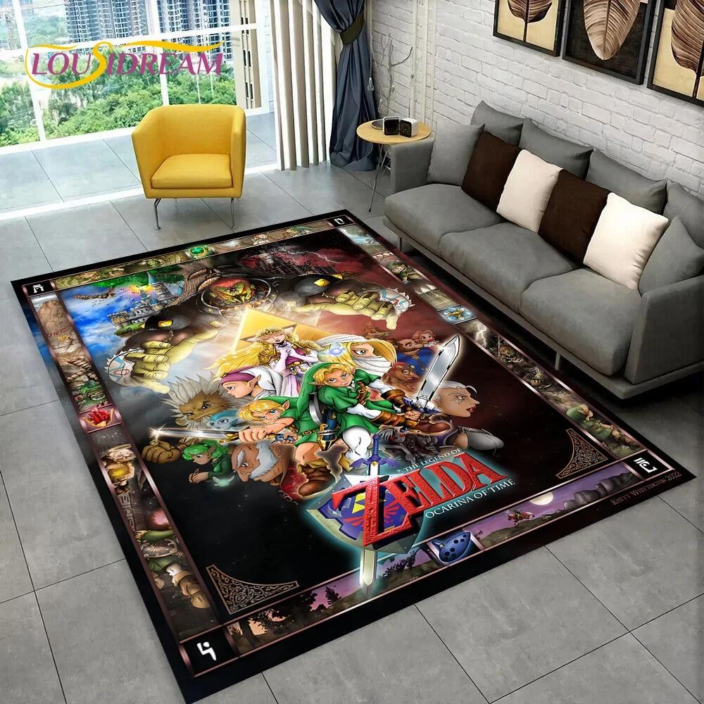 2025 3D Z-Zelda2 Spiel Cartoon Teppich für Wohnzimmer Schlafzimmer Heimdekoration, Bodenteppich rutschfeste Dekoration für Sofa Fußmatte Kinder