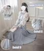 Young Lady Lolita Blouse and Skirt Set French Girly Fashion Stylish Winter Light Blue Size M [KALAOK] - - - Spring, Summer, Autumn, - -