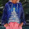 Women's Christmas Printed Loose Casual Long Sleeved Hooded Sweatshirt
