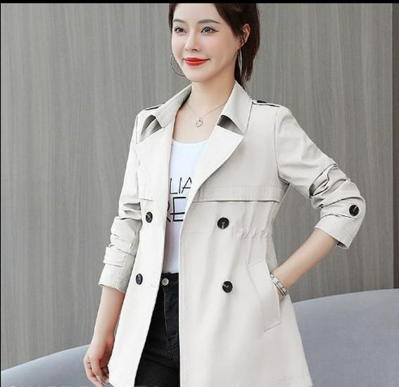 February & August 2025 Women's Short Trench Coat - Stylish, Slimming, Petite Mid-Length for Spring