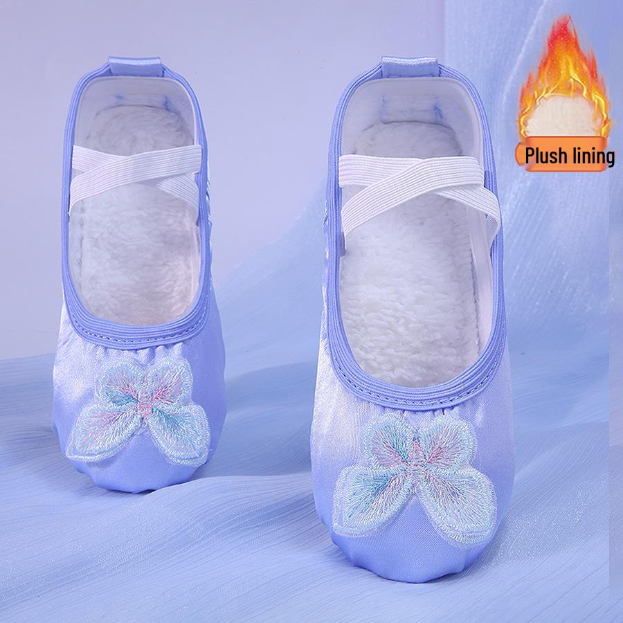 Velvet-Lined Winter Ballet Cat Paw Shoes for Kids - Cozy Dance Footwear