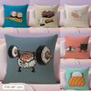 Funny Sushi Fancy Art Cushion Cover Natural Linen Organic Fabric Double-Sided Printing Sofa Home Decor Gift Pillow Case