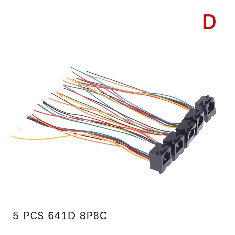 5PCS 616E 623k 616M 641D RJ11\RJ12\RJ45 Female Socket for Internet Phone With Cable 15cm