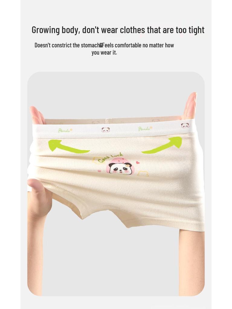Antibacterial Girls' Pure Cotton Boxer Briefs - Class A, 100% Cotton Crotch, for Middle and Older Children