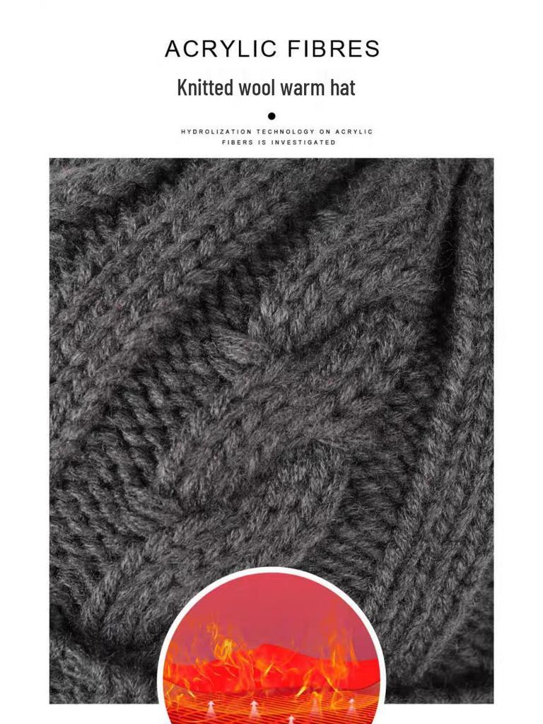 Herren Winter Warme Gestrickte Schiebermütze mit Ohrenschutz