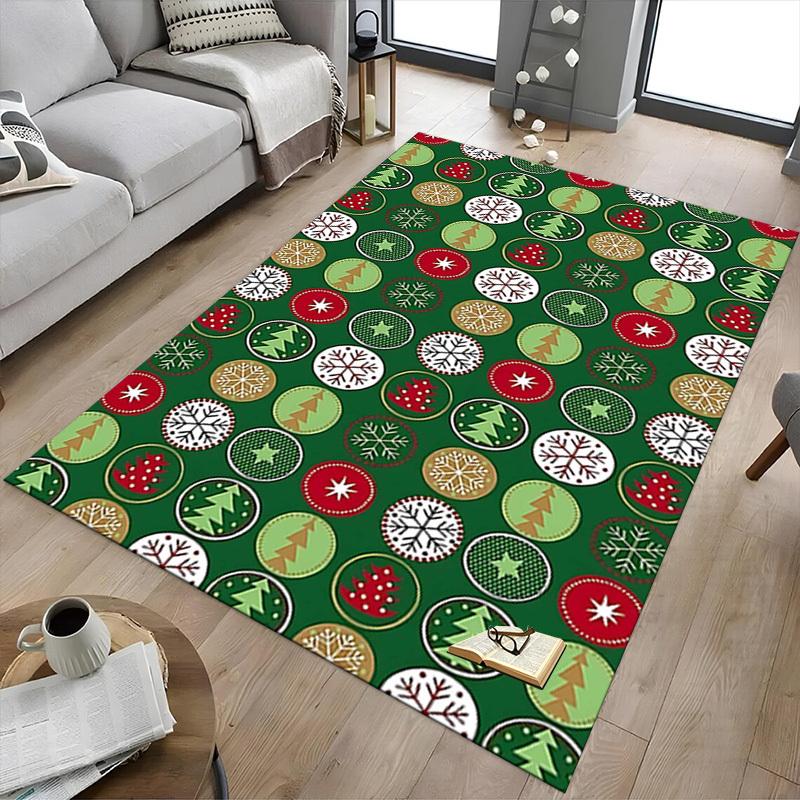 1PC Christmas Tree Snowflake Extra Large Non Slip Floor Carpet, Office, Family, Bedroom, Large Area Rug Indoor Rugs, Vibrant Colors