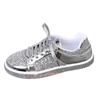 Women's Trendy Casual Thick Soled Sneakers Bright Fashionable Women's Shoes Low Top Lace Up Sports Flat Women's Dress Shoes Flat