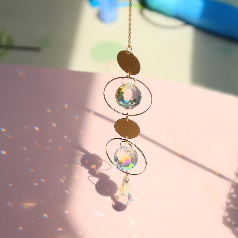 Sol Fångare Kristall Vind Stjärna Måne Hänge Handgjorda Kristall Vindspel Trädgård Fönster Bröllop Gardin Ljuskrona DIY Dekor