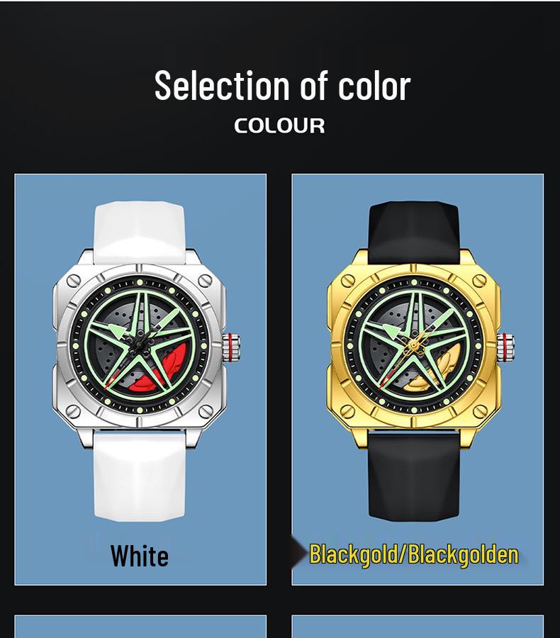 Fashionable Square Star Men's Silicone Waterproof Wristwatch