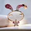 Country Pink Rabbit Brooch Femininity Versatile Diamond-Encrusted Animal Brooch Niche Design Pin Accessories