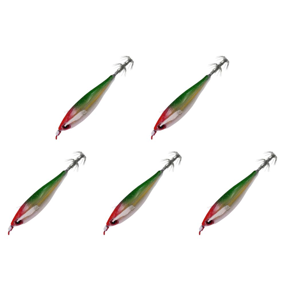 1-10Pcs Luminous Fishing Lure Wood Shrimp Lures Fishing Squid Jig Hook Octopus Cuttlefish Shrimp Jigging Bait for Night Fishing
