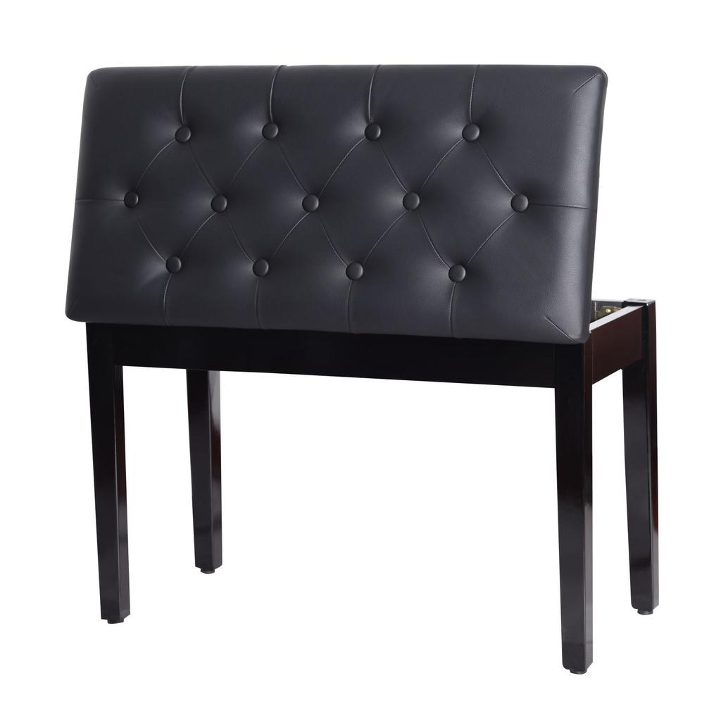 Sgabello per Pianoforte Imbottito in Ecopelle, Sgabello da Trucco, Panca, Seduta per Toeletta con Contenitore 76x36x50cm, Nero
