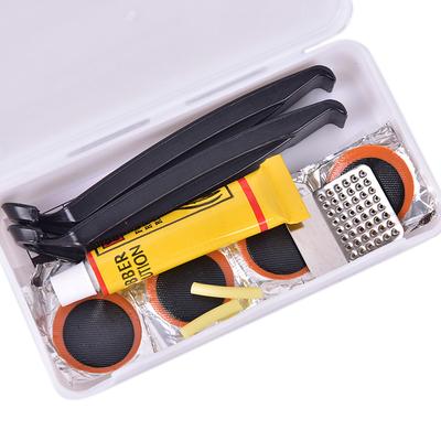 Kit di riparazione per forature di pneumatici per bici con scatola, leva per bicicletta adesiva