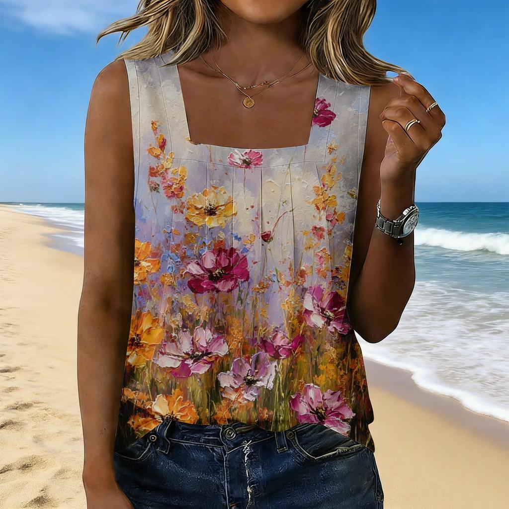 Women's Fashionable Casual Vintage Print Tank Top