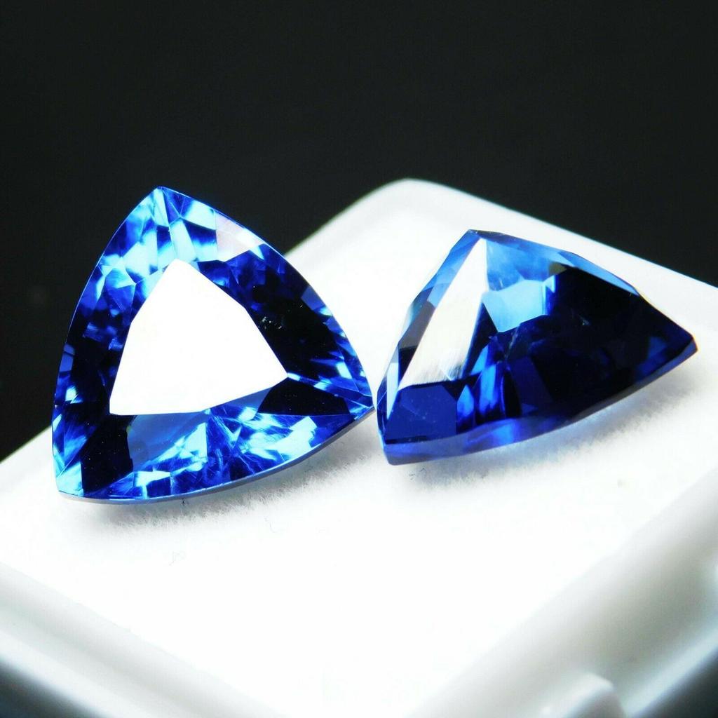Natural Blue Tanzanite Loose Gemstone 16 Ct Pair Trillion Cut Jewelry Grade for Jewelry Designs