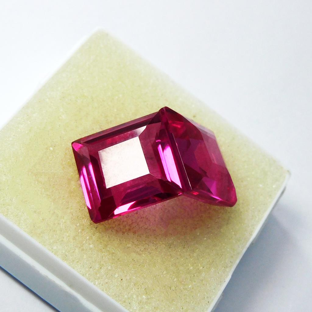 19.85 Ct Natural Pink Ruby Excellent Square Cut CERTIFIED Loose Gemstone Pair